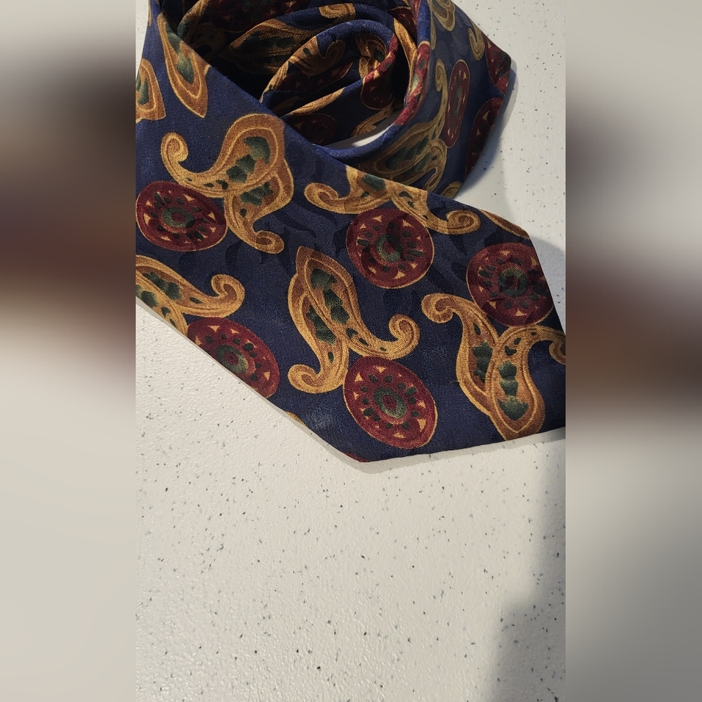 Liberty of London Blue and Gold Paisley Tie, Silk